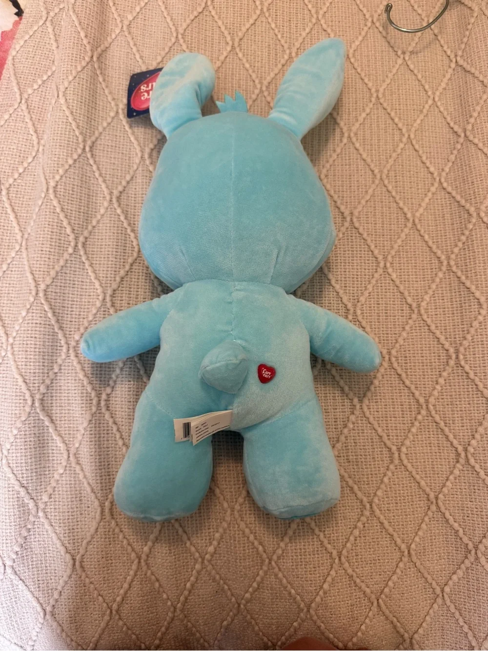 Care Bears Blue Bunny Plush with Pink Heart Emblem